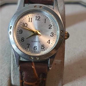 🦋10/$20🦋 M.Z. Berger Silver/Brown Leather Women's Watch